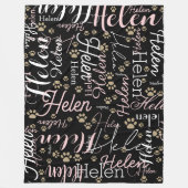 Name und Paws wiederholen, schwarz Fleecedecke (Vorderseite)