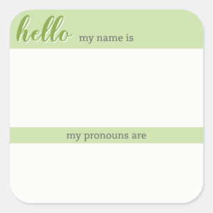 Name und Pronoun-Tag - Grüner Platz Quadratischer Aufkleber