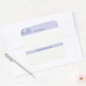 Name und Pronoun-Tag - Lilac-Platz Quadratischer Aufkleber (Umschlag)