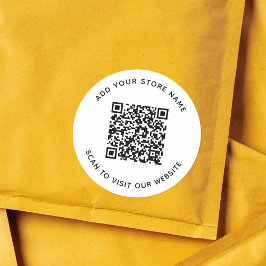 Name und QR-Code Ihrer Business-Website hinzufügen Runder Aufkleber
