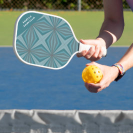 Name und Retro-Muster in gedämpftem aquamarinen un Pickleball Schläger