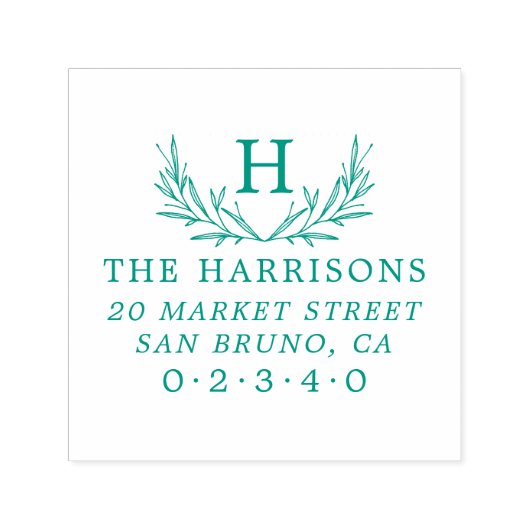 Name und Rücksendeadresse der botanischen Monogram Permastempel (Design)