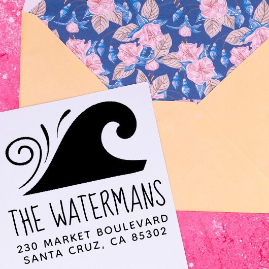 Name und Rücksendeadresse der einfachen Wave-Famil Gummistempel