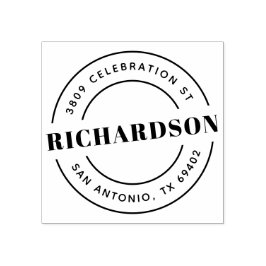 Name und Rücksendeadresse der Retro-Familie Gummistempel