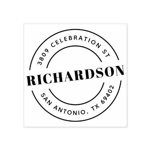 Name und Rücksendeadresse der Retro-Familie Gummistempel (Prägung)