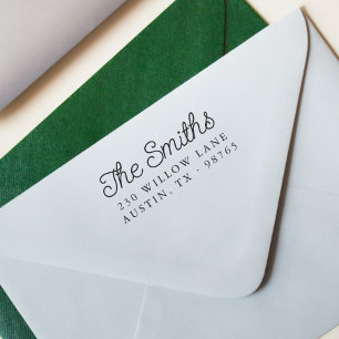 Name und Rücksendeadresse der Skriptfamilie Permastempel