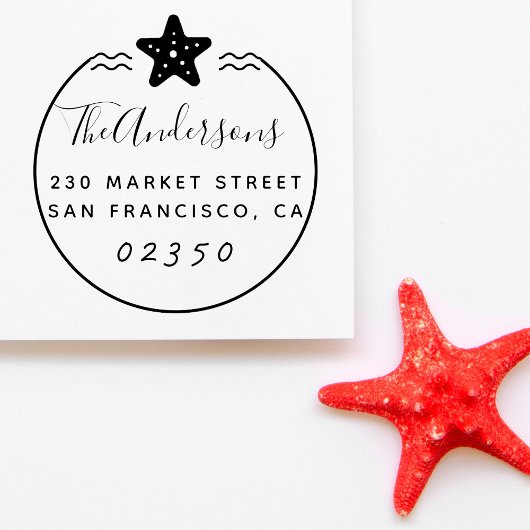 Name und Rücksendeadresse der Starfish-Familie Permastempel