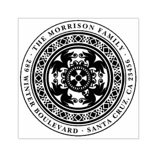 Name und Rücksendeadresse der Vintagen Logofamilie Gummistempel