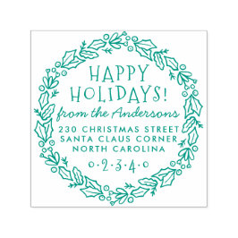 Name und Rücksendeadresse des botanischen Kranzes Permastempel