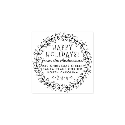 Name und Rücksendeadresse des botanischen Weihnach Gummistempel (Prägung)