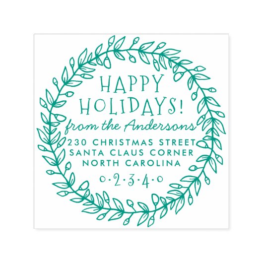 Name und Rücksendeadresse des botanischen Weihnach Permastempel (Design)