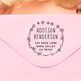 Name und Rücksendeadresse des handgezeichneten Blu Permastempel