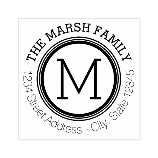 Name und Rücksendeadresse des Monogrammrings Gummistempel (Prägung)