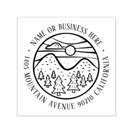 Name und Rücksendeadresse des Vintagen Berglogos Permastempel