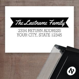 Name und Rücksendeadresse mit einfachem Banner Permastempel