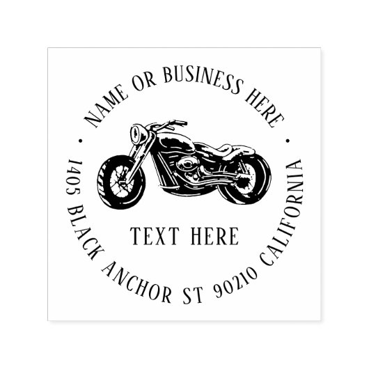 Name und Rücksendeadresse Vintager Motorradfahrer Permastempel (Design)