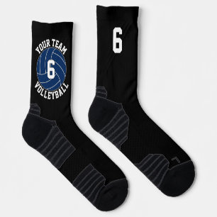 Name und Spielernummer des Blue Volleyball Teams Socken