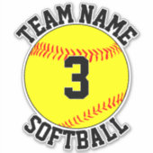 Name und Spielernummer des Softball-Teams Aufkleber (Vorderseite)