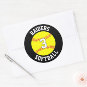 Name und Spielernummer des Softball-Teams Personal Runder Aufkleber (Umschlag)