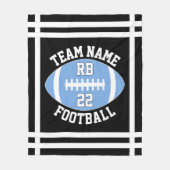 Name und Spielnummer des hellblauen Fußballteams Fleecedecke (Vorderseite)