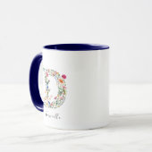 Name und Tasse der Floral-Aquarell-Buchstaben D Mo (Vorderseite Links)