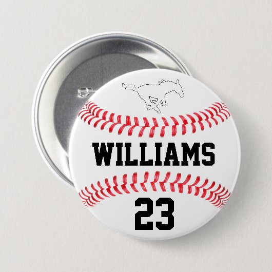 Name und Teamlogo des benutzerdefinierten Baseball Button (Vorne & Hinten)