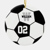 Name und Teamnummer des Fußballspielers Keramik Ornament (Vorne)