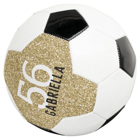 Name und Teamnummer des Gold Girl Glitzer Fußball (Dreiviertel)