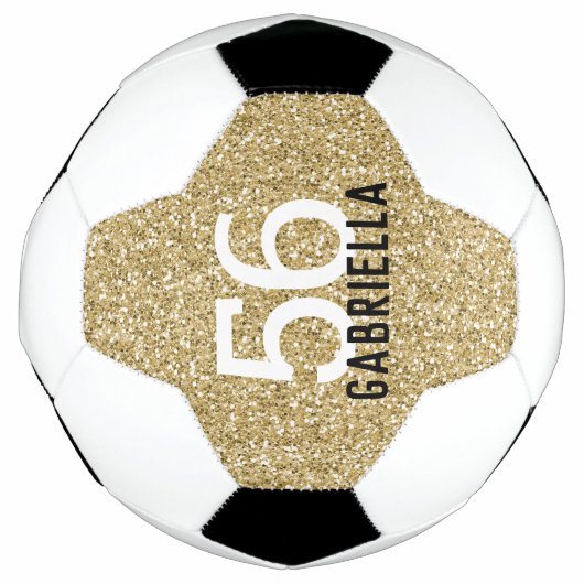 Name und Teamnummer des Gold Girl Glitzer Fußball (Vorderseite)