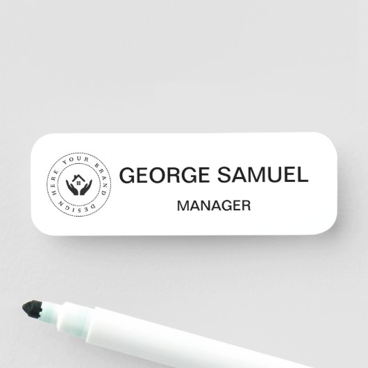 Name und Titel des einfachen Firmenlogos Namensschild (Beispiel)