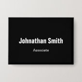 Name und Titel des schwarzen und weißen Mitarbeite Button (Vorderseite)