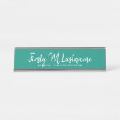 Name und Titel Kalligrafie - KANN grüne FARBE BEAR Schreibtischnamensplakette (Vorderseite )