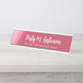 Name und Titel Kalligrafie - Retro Stripes Rose Schreibtischnamensplakette (Vorderseite )