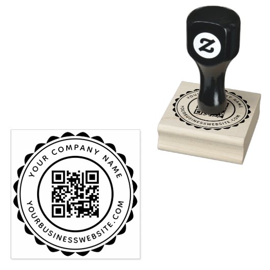 Name und URL des Unternehmens - QR-Code Gummistempel (Stempel)