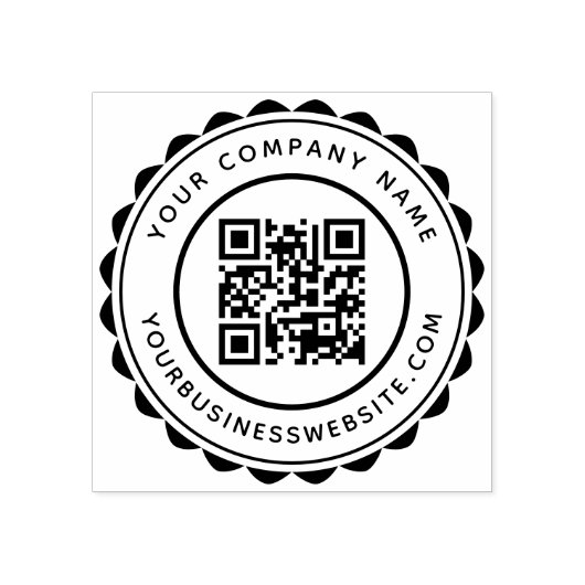 Name und URL des Unternehmens - QR-Code Gummistempel (Prägung)