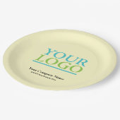 Name und Website Ihres Logos Werbung für hellgelb Pappteller (Schrägansicht)