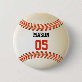 Name-und Zahl-Schablonen-Baseball-Sport Button