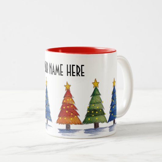 Name Under the Tree – Personalised Christmas Tree Zweifarbige Tasse (VorderseiteRechts)