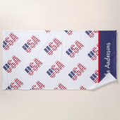 Name, USA American Flag Stars & Stripes, Pool - Strandtuch (Vorderseite)