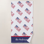 Name, USA American Flag Stars & Stripes, Pool - Strandtuch (Vorderseite)