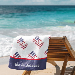 Name, USA American Flag Stars & Stripes, Pool - Strandtuch