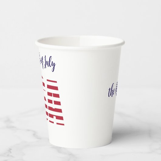 Name, USA Flag Stencil Happy 4th 8oz oder 12oz Par Pappbecher (Links)