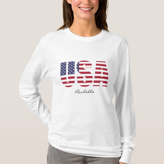 Name, USA Stencil Design, Basic Long Sleeve Frauen T-Shirt (Vorderseite)