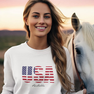 Name, USA Stencil Design, Basic Long Sleeve Frauen T-Shirt