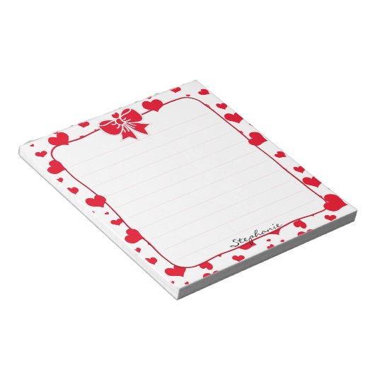 Name: Valentine Red Hearts Random Muster Notizblock (angewinkelt)
