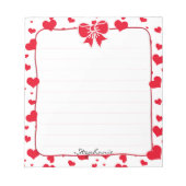 Name: Valentine Red Hearts Random Muster Notizblock (Vorderseite)