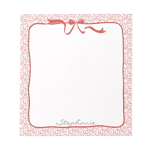 Name: Valentine Red Open Hearts Random Muster Notizblock (Vorderseite)