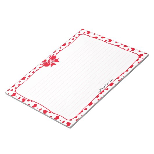Name: Valentine Rote Herzen Random Muster Notizblock (angewinkelt)