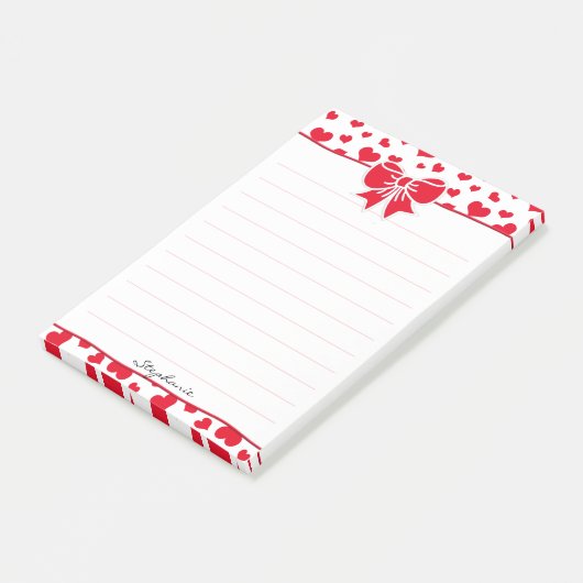 Name: Valentine Rote Herzen Random Muster Post-it Klebezettel (angewinkelt)