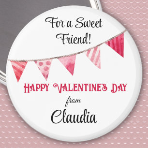Name Valentinstag-Flaggenbanner 2,25 Zoll rund Magnet